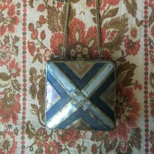 Vtg Boho Mixed Metal Chain Purse